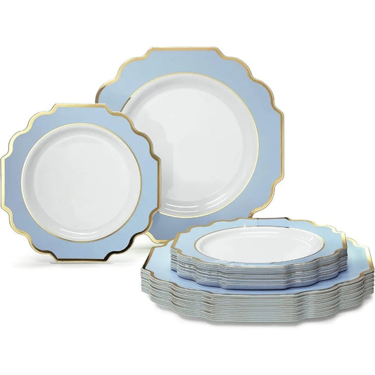 " OCCASIONS " 50 Plates Pack (25 Guests)-Heavyweight Wedding Party Disposable Plastic Plate Set -(25x10.5'' Dinner + 25x8''