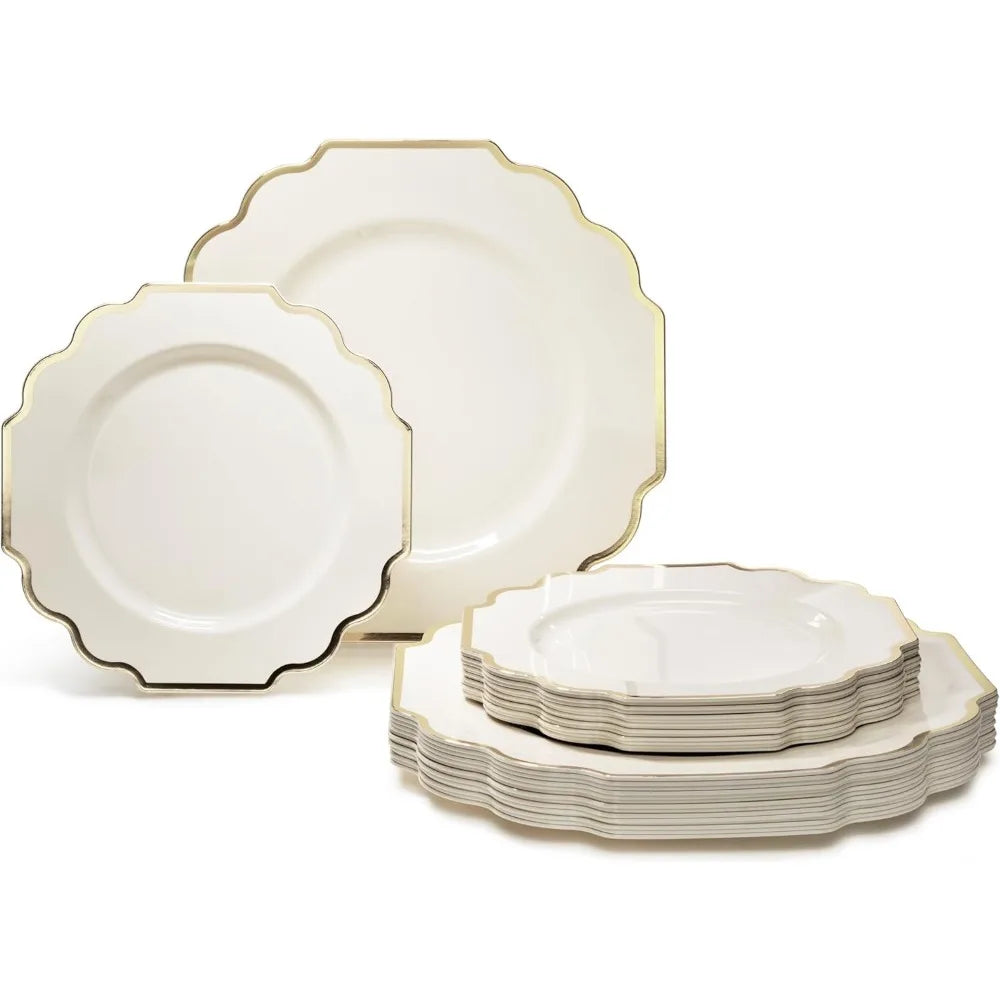 " OCCASIONS " 50 Plates Pack (25 Guests)-Heavyweight Wedding Party Disposable Plastic Plate Set -(25x10.5'' Dinner + 25x8''