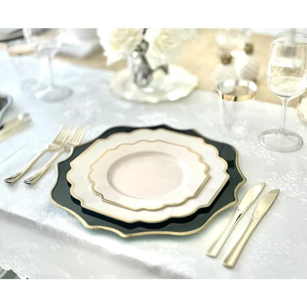 " OCCASIONS " 50 Plates Pack (25 Guests)-Heavyweight Wedding Party Disposable Plastic Plate Set -(25x10.5'' Dinner + 25x8''