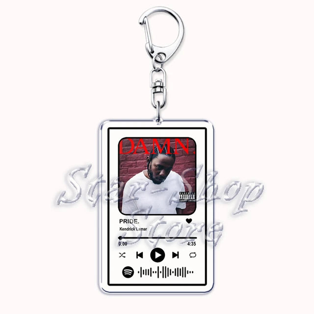 Rap Singer Kendrick Lamar Keychain for Women Accessories Not Like Us HUMBLE Music Playlist Code Keying Fan Friends Gifts