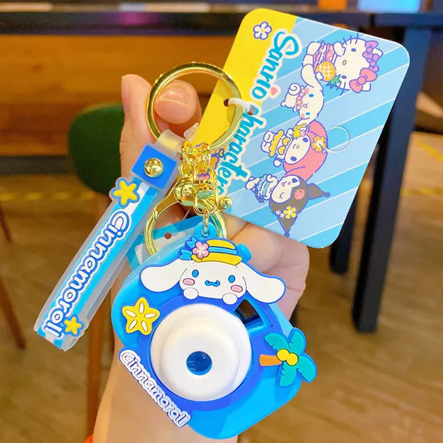 Sanrio Hello Kitty Keychain Genuine Projection Keyring Cinnamoroll My Melody Kuromi Key Chain Student Schoolbag Pendant Gifts