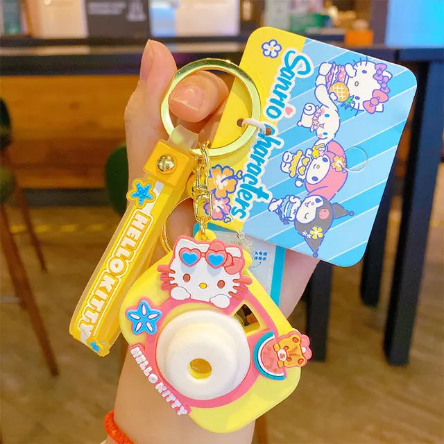 Sanrio Hello Kitty Keychain Genuine Projection Keyring Cinnamoroll My Melody Kuromi Key Chain Student Schoolbag Pendant Gifts