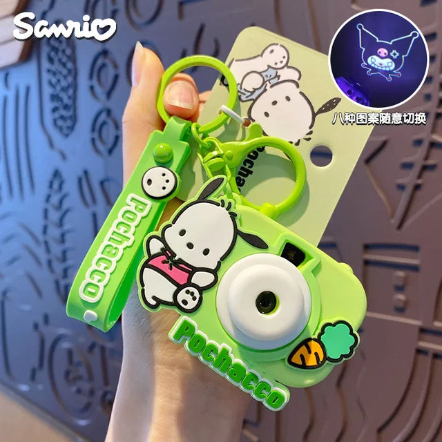 Sanrio Hello Kitty Keychain Genuine Projection Keyring Cinnamoroll My Melody Kuromi Key Chain Student Schoolbag Pendant Gifts