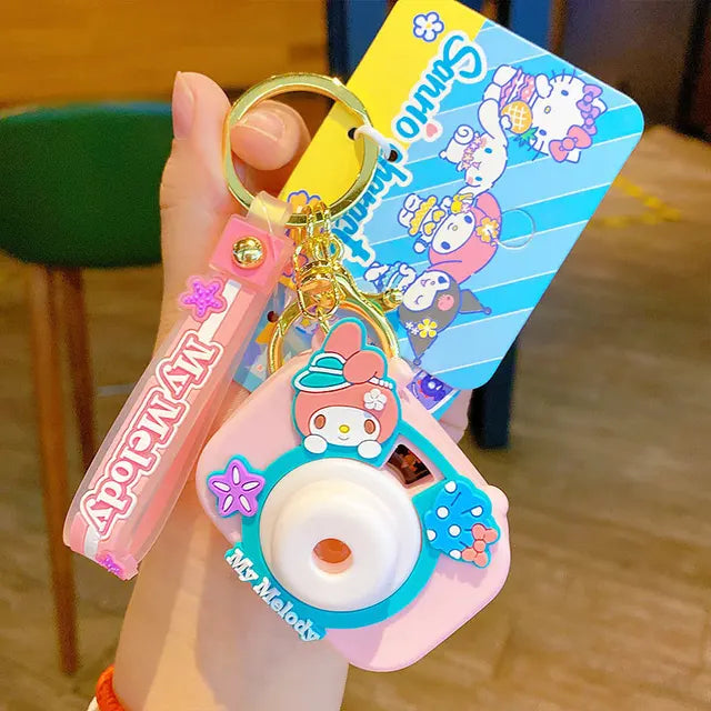 Sanrio Hello Kitty Keychain Genuine Projection Keyring Cinnamoroll My Melody Kuromi Key Chain Student Schoolbag Pendant Gifts