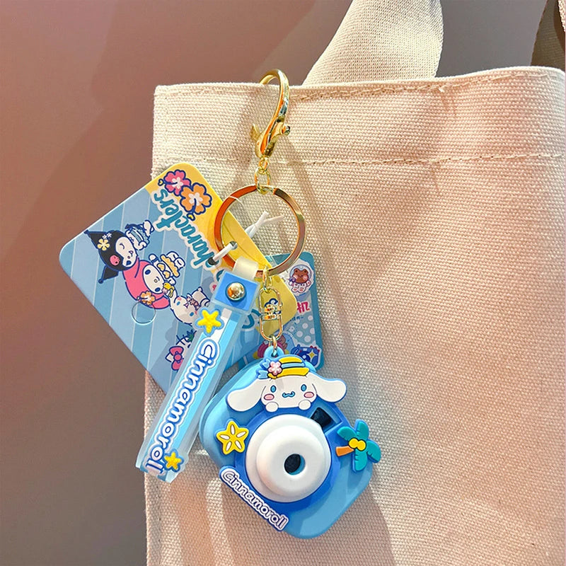 Sanrio Hello Kitty Keychain Genuine Projection Keyring Cinnamoroll My Melody Kuromi Key Chain Student Schoolbag Pendant Gifts