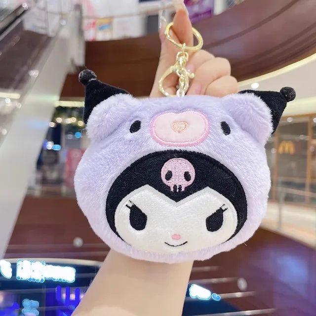 Sanrio Plush Bag Kawaii Kuromi Coin Purse Cinnamoroll Keychain Cute Melody Backpack Pendant Anime Plushies Wallet Storage Bag