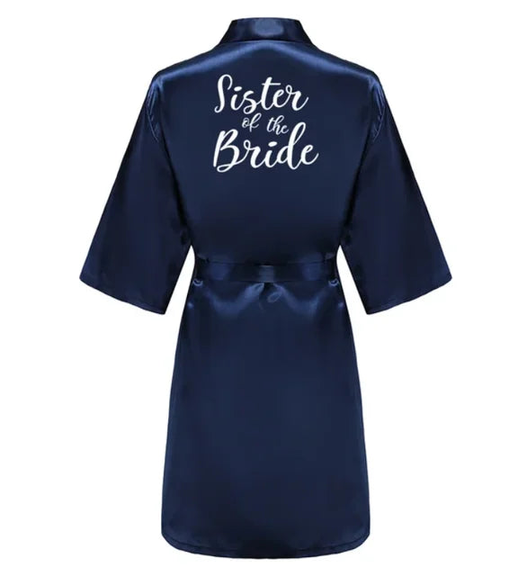 Satin Silk Robes Plus Size Wedding Bathrobe Bride Bridesmaid Mother Maid of Honor Gown Women Clothing Sleepwear Navy Blue