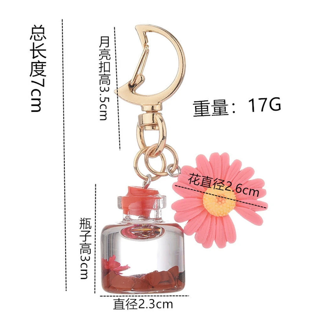 Small Chrysanthemum Key Chain Personalized Moon Button Fashion Keychains For Women Charm Keychain Girl Bag Pendant Keyring Gifts