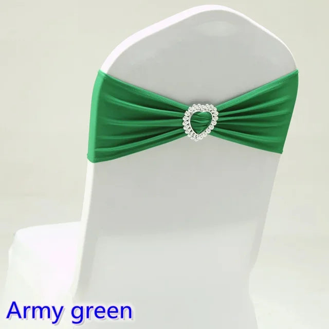 Spandex Chair Sash Wedding Decoration With Love Heart Buckle Stretch For Hotel Birthday Party Banquet Event