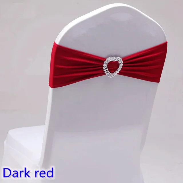 Spandex Chair Sash Wedding Decoration With Love Heart Buckle Stretch For Hotel Birthday Party Banquet Event