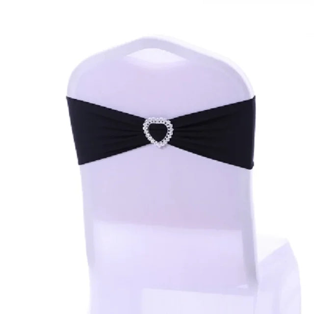 Spandex Chair Sash Wedding Decoration With Love Heart Buckle Stretch For Hotel Birthday Party Banquet Event