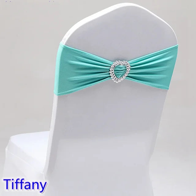 Spandex Chair Sash Wedding Decoration With Love Heart Buckle Stretch For Hotel Birthday Party Banquet Event