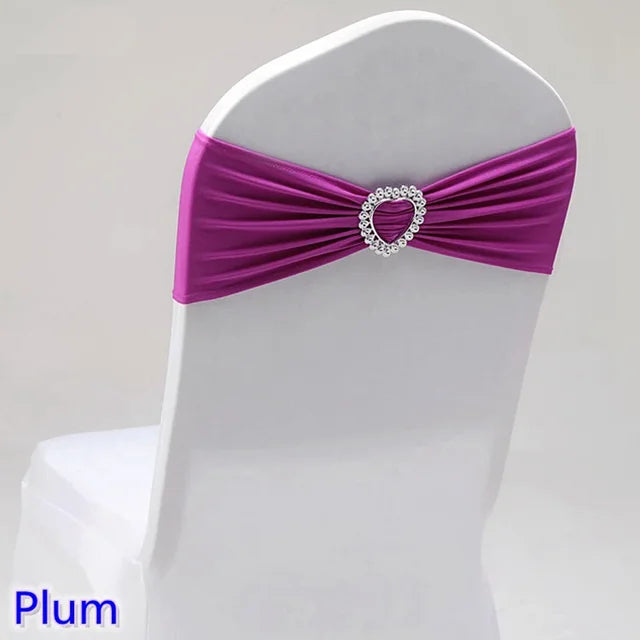 Spandex Chair Sash Wedding Decoration With Love Heart Buckle Stretch For Hotel Birthday Party Banquet Event