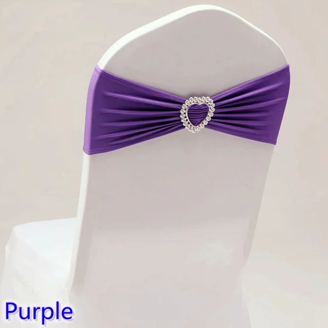 Spandex Chair Sash Wedding Decoration With Love Heart Buckle Stretch For Hotel Birthday Party Banquet Event