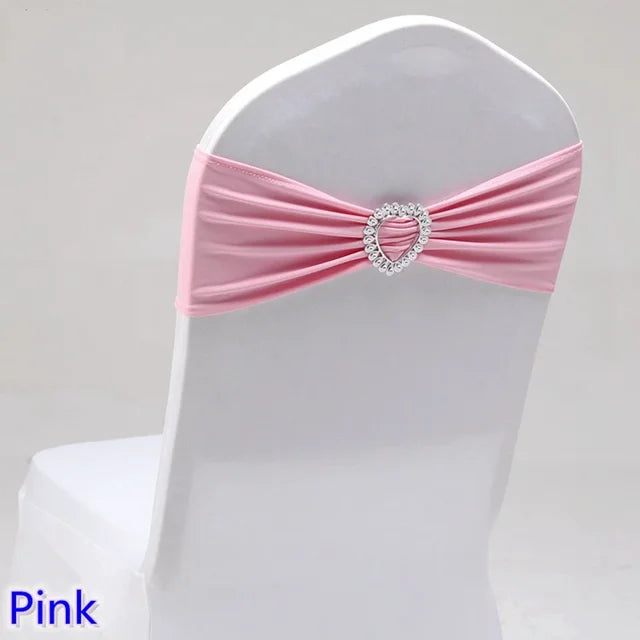 Spandex Chair Sash Wedding Decoration With Love Heart Buckle Stretch For Hotel Birthday Party Banquet Event