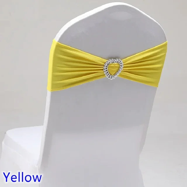 Spandex Chair Sash Wedding Decoration With Love Heart Buckle Stretch For Hotel Birthday Party Banquet Event