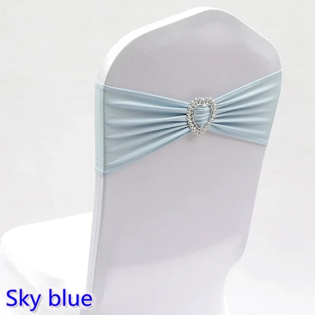 Spandex Chair Sash Wedding Decoration With Love Heart Buckle Stretch For Hotel Birthday Party Banquet Event