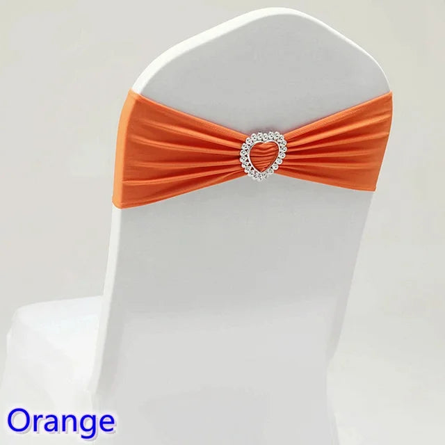 Spandex Chair Sash Wedding Decoration With Love Heart Buckle Stretch For Hotel Birthday Party Banquet Event