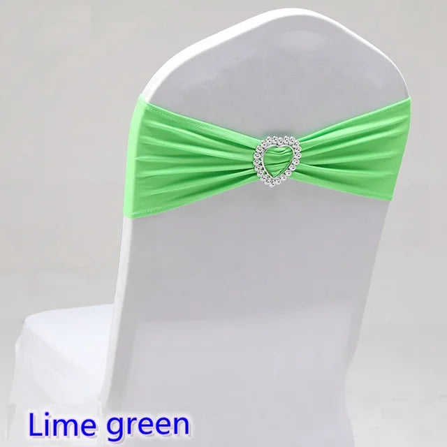 Spandex Chair Sash Wedding Decoration With Love Heart Buckle Stretch For Hotel Birthday Party Banquet Event