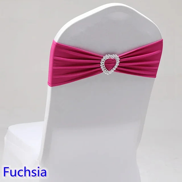 Spandex Chair Sash Wedding Decoration With Love Heart Buckle Stretch For Hotel Birthday Party Banquet Event