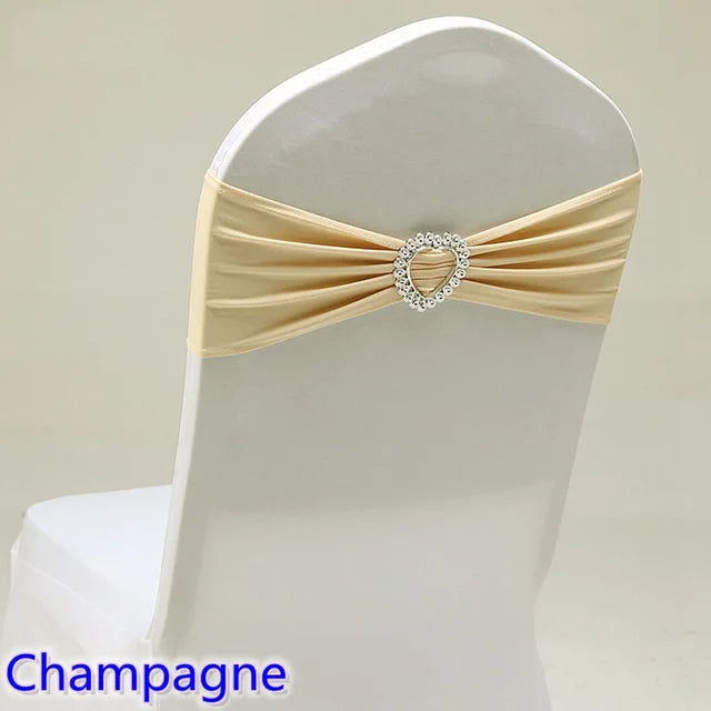 Spandex Chair Sash Wedding Decoration With Love Heart Buckle Stretch For Hotel Birthday Party Banquet Event