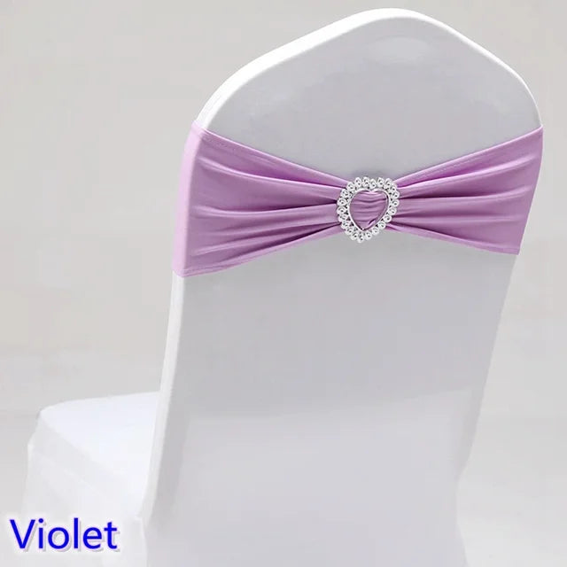 Spandex Chair Sash Wedding Decoration With Love Heart Buckle Stretch For Hotel Birthday Party Banquet Event