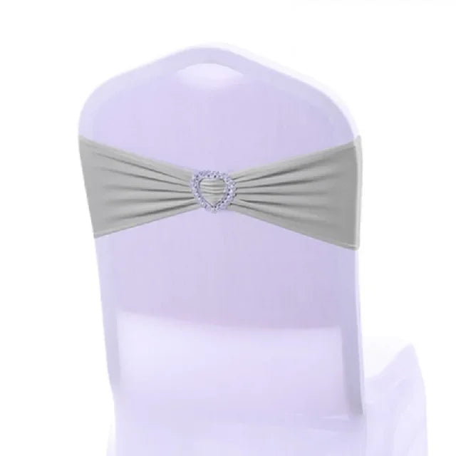 Spandex Chair Sash Wedding Decoration With Love Heart Buckle Stretch For Hotel Birthday Party Banquet Event