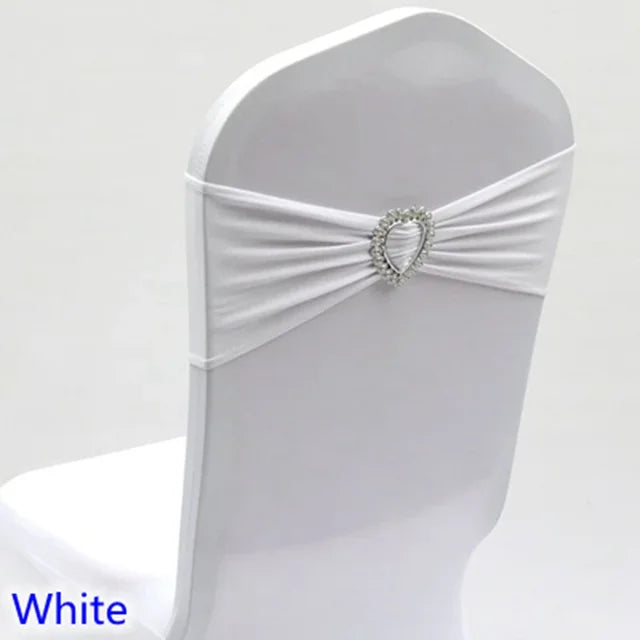 Spandex Chair Sash Wedding Decoration With Love Heart Buckle Stretch For Hotel Birthday Party Banquet Event