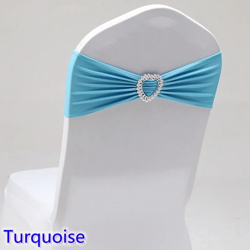 Spandex Chair Sash Wedding Decoration With Love Heart Buckle Stretch For Hotel Birthday Party Banquet Event