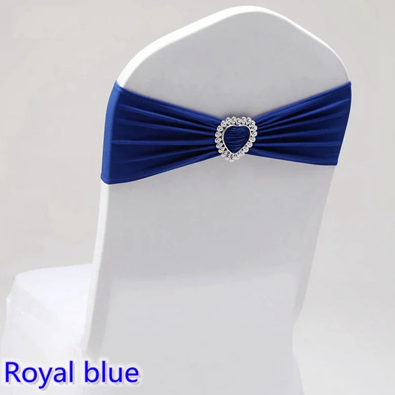 Spandex Chair Sash Wedding Decoration With Love Heart Buckle Stretch For Hotel Birthday Party Banquet Event