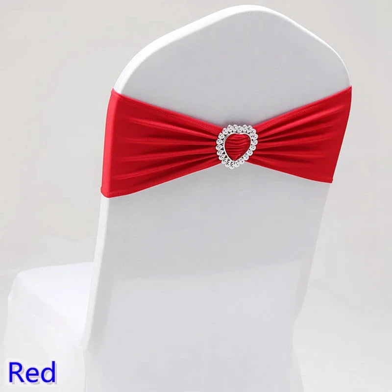 Spandex Chair Sash Wedding Decoration With Love Heart Buckle Stretch For Hotel Birthday Party Banquet Event