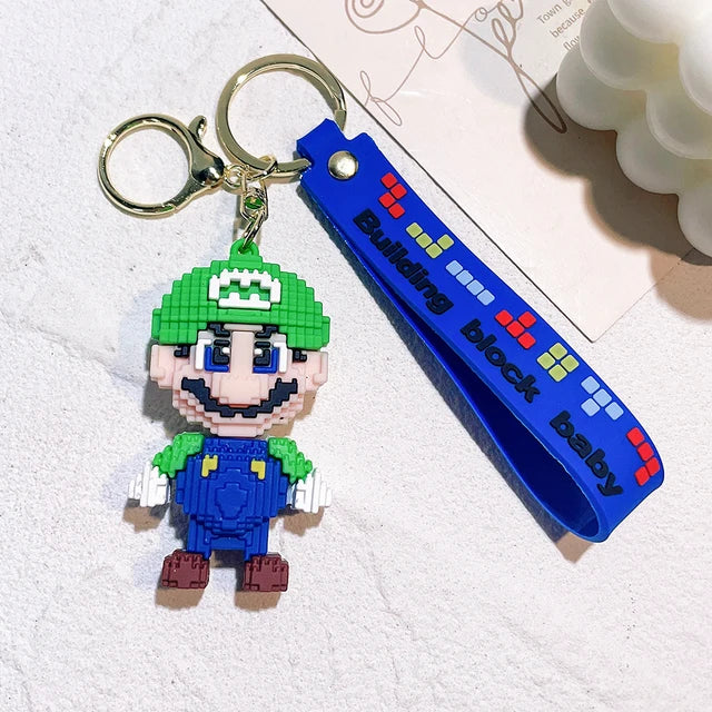 Super Mario Bros 3D Cartoon Keychain Accesorios Schoolbag Pendant Key Bag Decoration Collection Ornament Kids Toys Birthday Gift