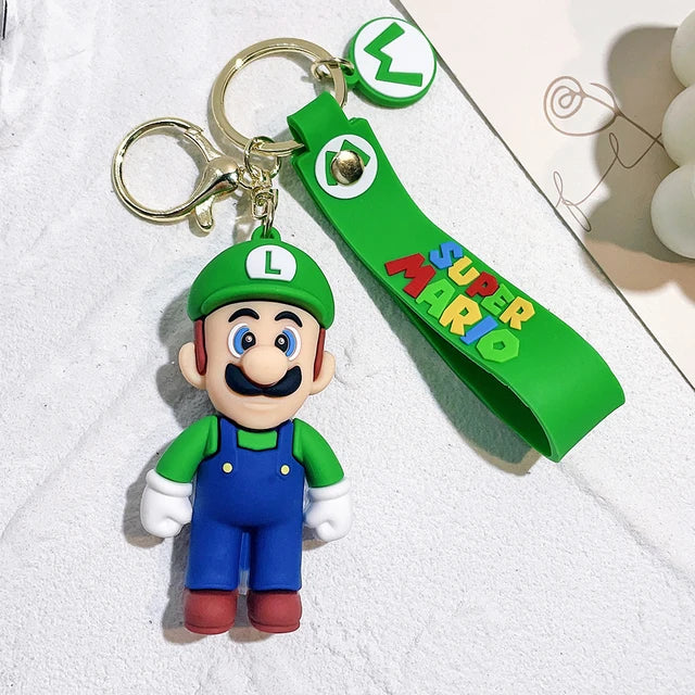 Super Mario Bros 3D Cartoon Keychain Accesorios Schoolbag Pendant Key Bag Decoration Collection Ornament Kids Toys Birthday Gift