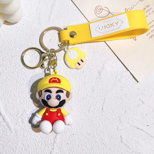 Super Mario Bros 3D Cartoon Keychain Accesorios Schoolbag Pendant Key Bag Decoration Collection Ornament Kids Toys Birthday Gift