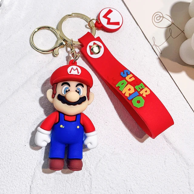 Super Mario Bros 3D Cartoon Keychain Accesorios Schoolbag Pendant Key Bag Decoration Collection Ornament Kids Toys Birthday Gift