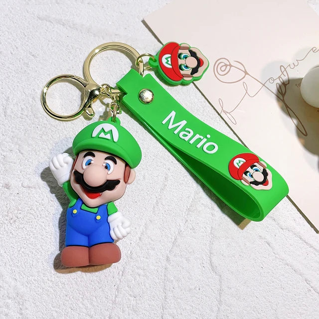 Super Mario Bros 3D Cartoon Keychain Accesorios Schoolbag Pendant Key Bag Decoration Collection Ornament Kids Toys Birthday Gift