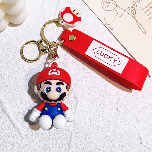 Super Mario Bros 3D Cartoon Keychain Accesorios Schoolbag Pendant Key Bag Decoration Collection Ornament Kids Toys Birthday Gift