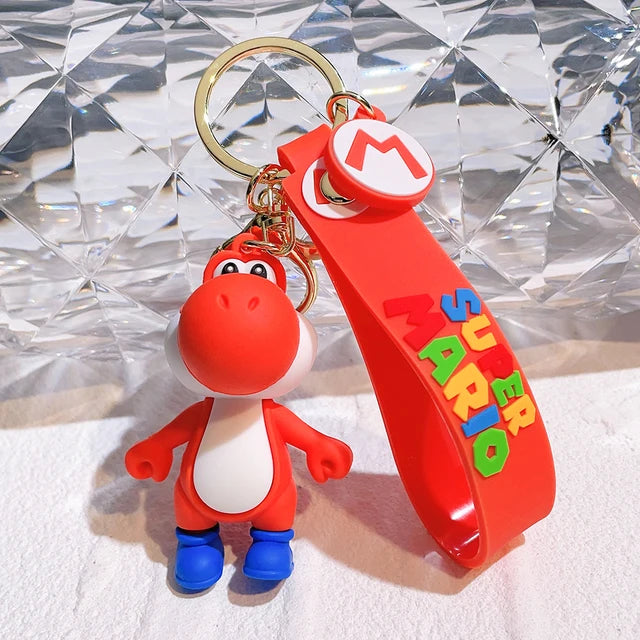 Super Mario Bros 3D Cartoon Keychain Accesorios Schoolbag Pendant Key Bag Decoration Collection Ornament Kids Toys Birthday Gift