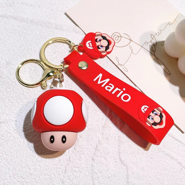 Super Mario Bros 3D Cartoon Keychain Accesorios Schoolbag Pendant Key Bag Decoration Collection Ornament Kids Toys Birthday Gift