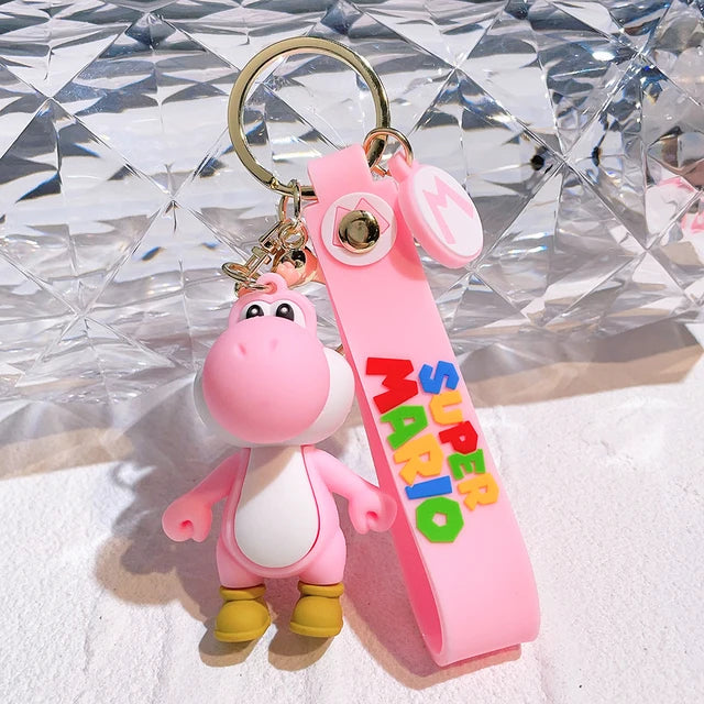 Super Mario Bros 3D Cartoon Keychain Accesorios Schoolbag Pendant Key Bag Decoration Collection Ornament Kids Toys Birthday Gift