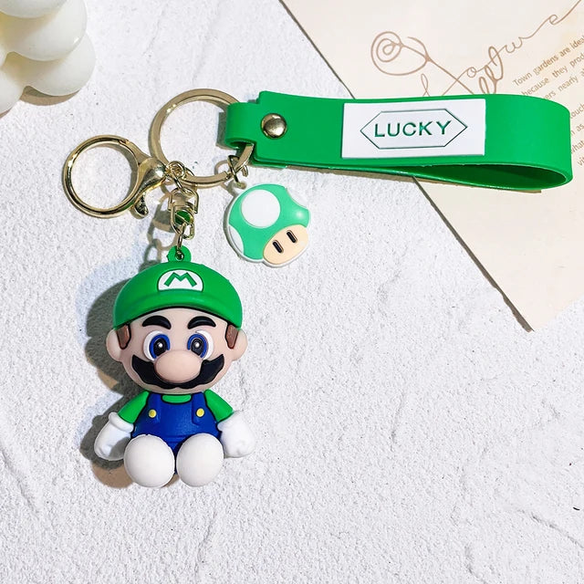 Super Mario Bros 3D Cartoon Keychain Accesorios Schoolbag Pendant Key Bag Decoration Collection Ornament Kids Toys Birthday Gift