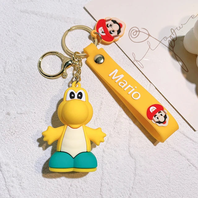 Super Mario Bros 3D Cartoon Keychain Accesorios Schoolbag Pendant Key Bag Decoration Collection Ornament Kids Toys Birthday Gift