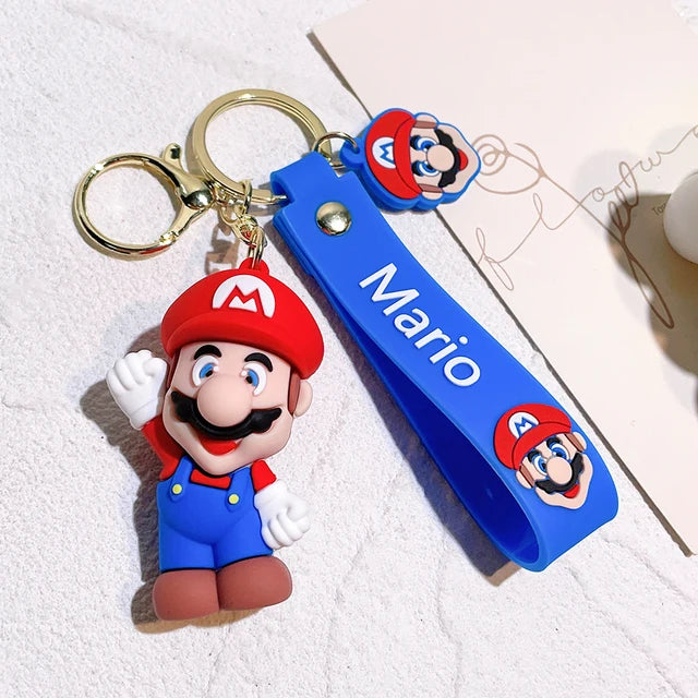 Super Mario Bros 3D Cartoon Keychain Accesorios Schoolbag Pendant Key Bag Decoration Collection Ornament Kids Toys Birthday Gift