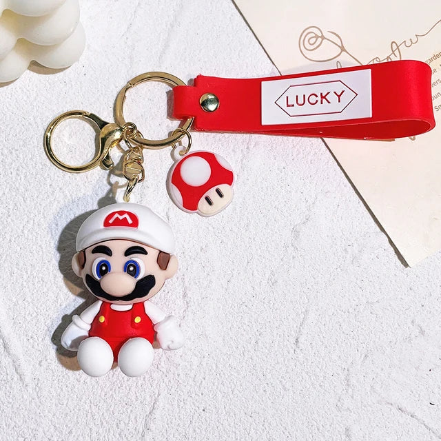 Super Mario Bros 3D Cartoon Keychain Accesorios Schoolbag Pendant Key Bag Decoration Collection Ornament Kids Toys Birthday Gift