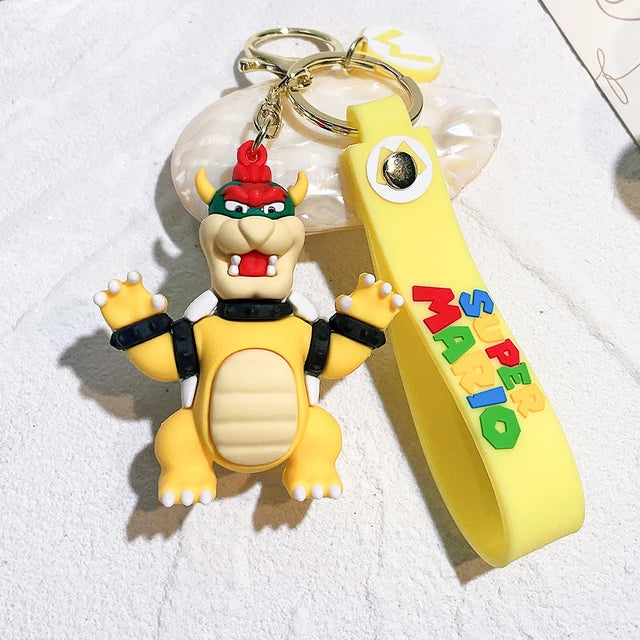 Super Mario Bros 3D Cartoon Keychain Accesorios Schoolbag Pendant Key Bag Decoration Collection Ornament Kids Toys Birthday Gift