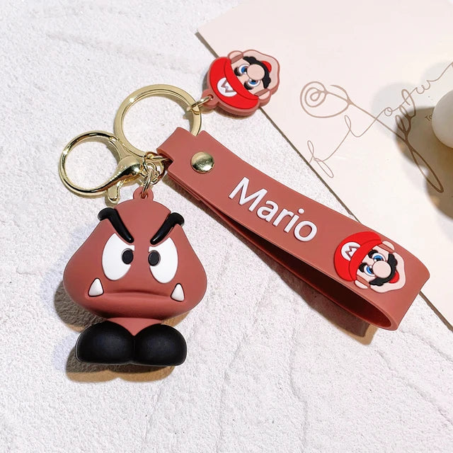 Super Mario Bros 3D Cartoon Keychain Accesorios Schoolbag Pendant Key Bag Decoration Collection Ornament Kids Toys Birthday Gift