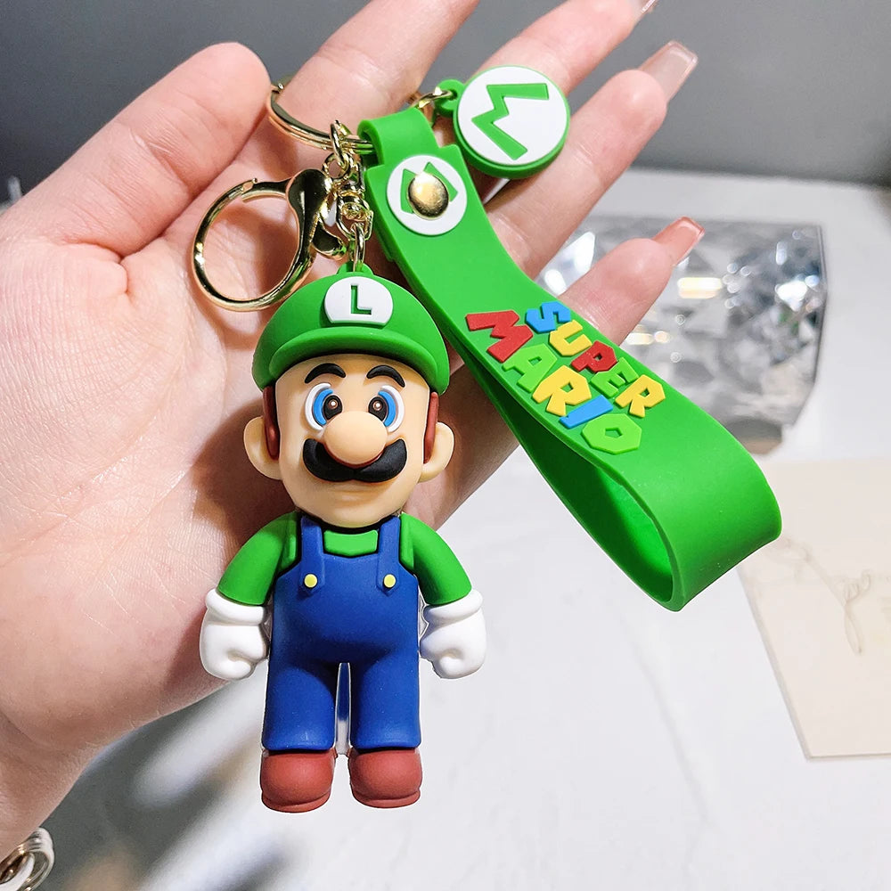 Super Mario Bros 3D Cartoon Keychain Accesorios Schoolbag Pendant Key Bag Decoration Collection Ornament Kids Toys Birthday Gift