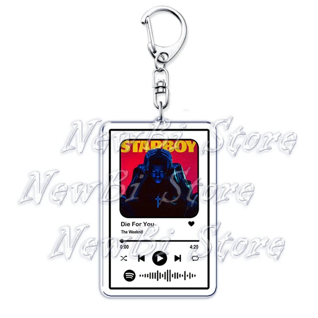 The Weeknd Music Keychain for Women Accessories Kid Music Star boy Blinding Lights Die for You Pendant Keying Fans Gift