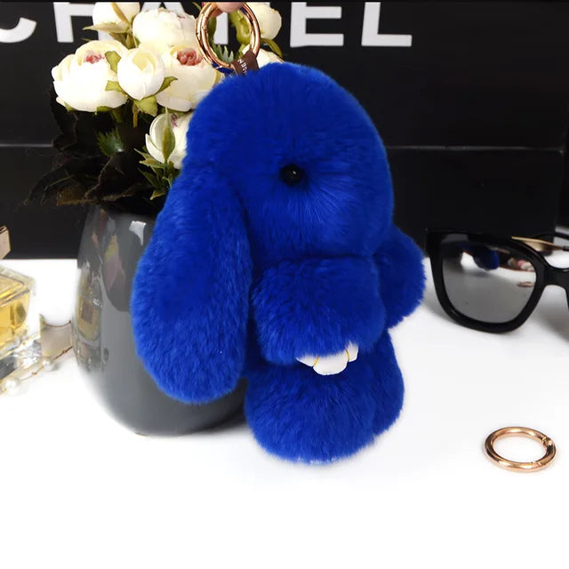 Three Model Size 100% Natural Rex Rabbit Fur Cute Fluffy Bunny Keychain Real Fur Key Chains Bag Toys Doll Lovely Keyring Pendant