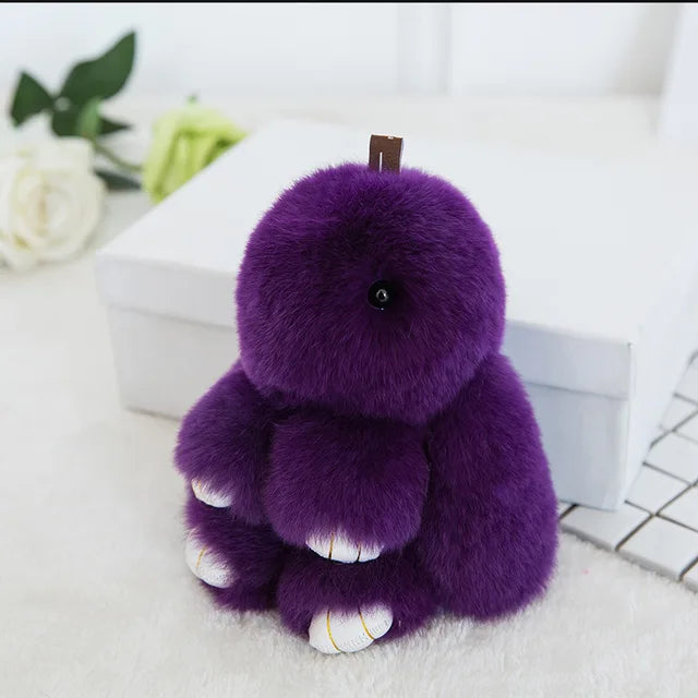 Three Model Size 100% Natural Rex Rabbit Fur Cute Fluffy Bunny Keychain Real Fur Key Chains Bag Toys Doll Lovely Keyring Pendant